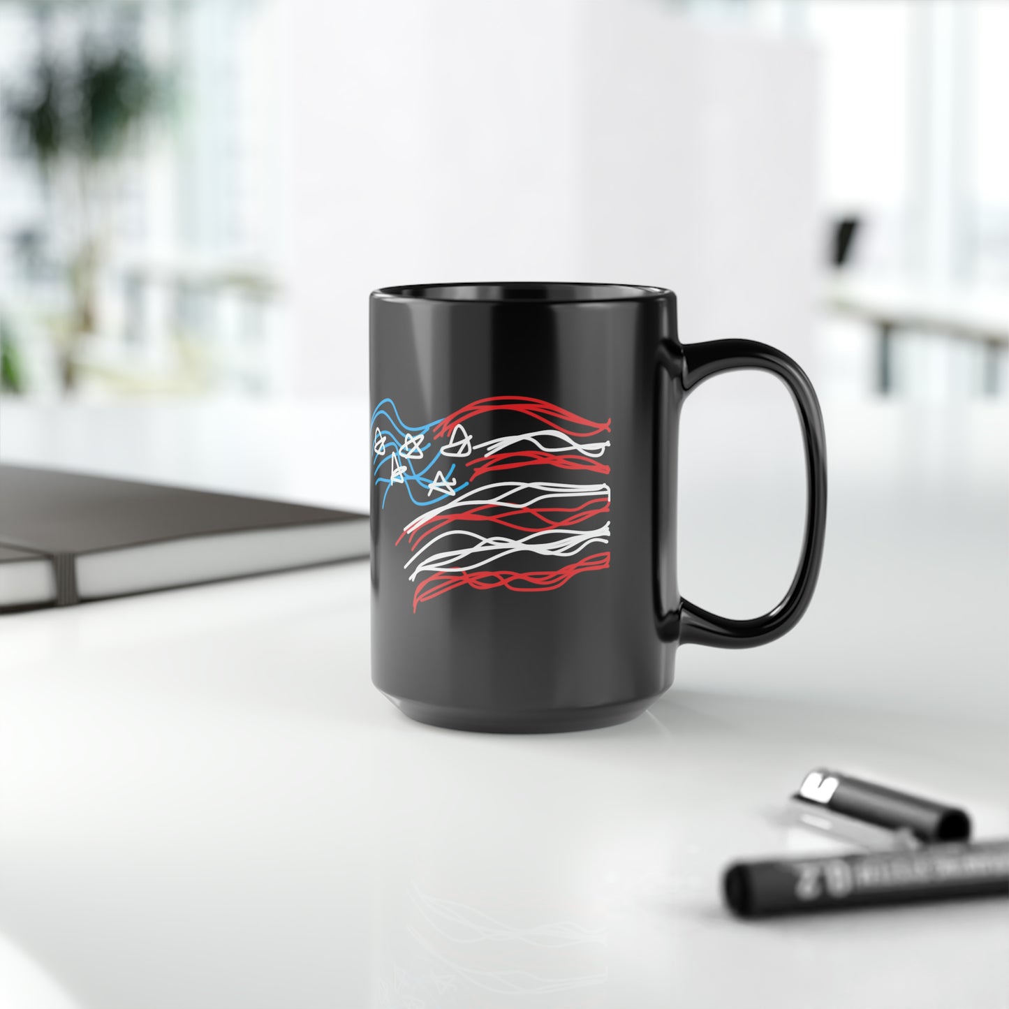 Military- Fireworks/Army- Black Mug, 15oz- Large