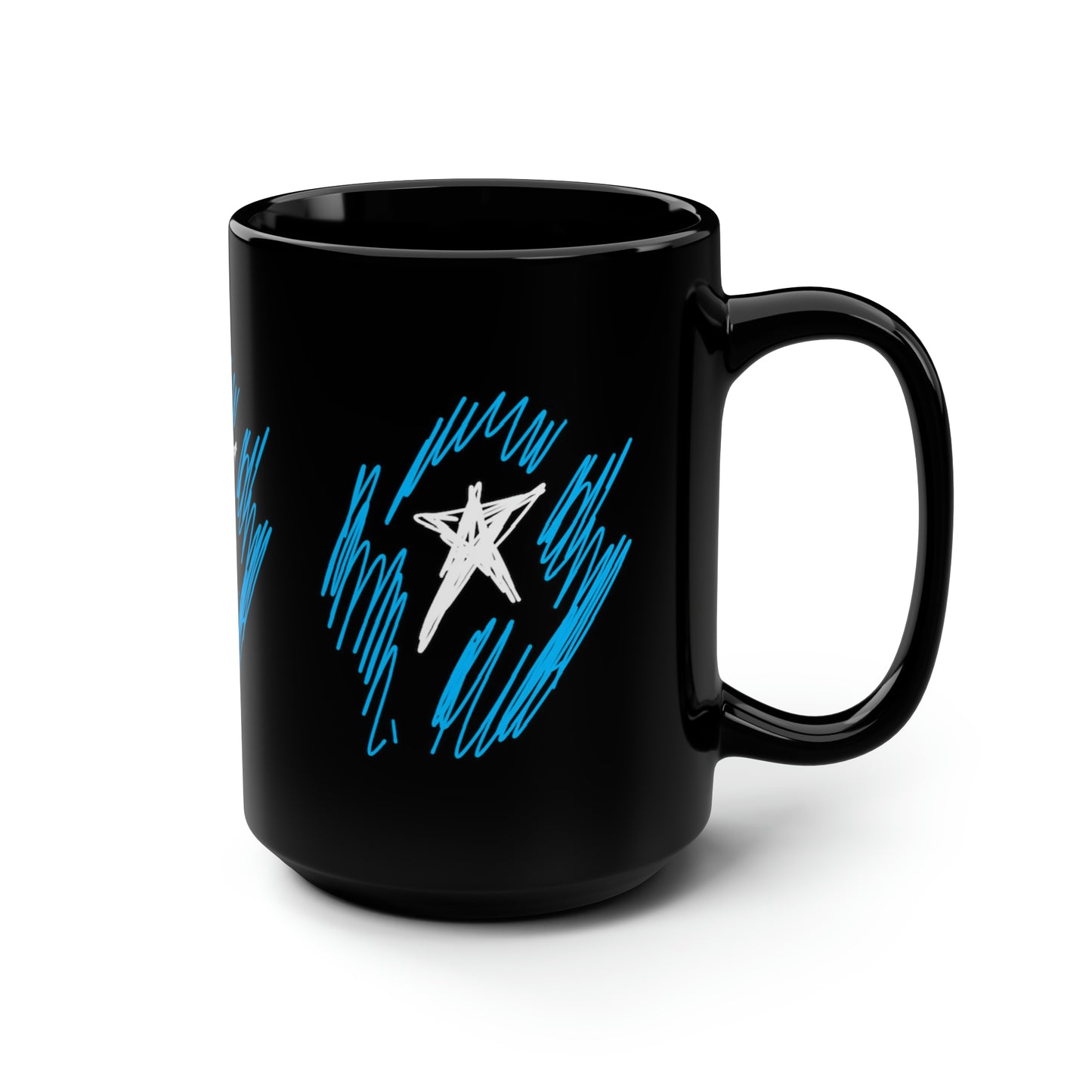 July 4th- Star Field x3- Black Mug, 15oz- Large