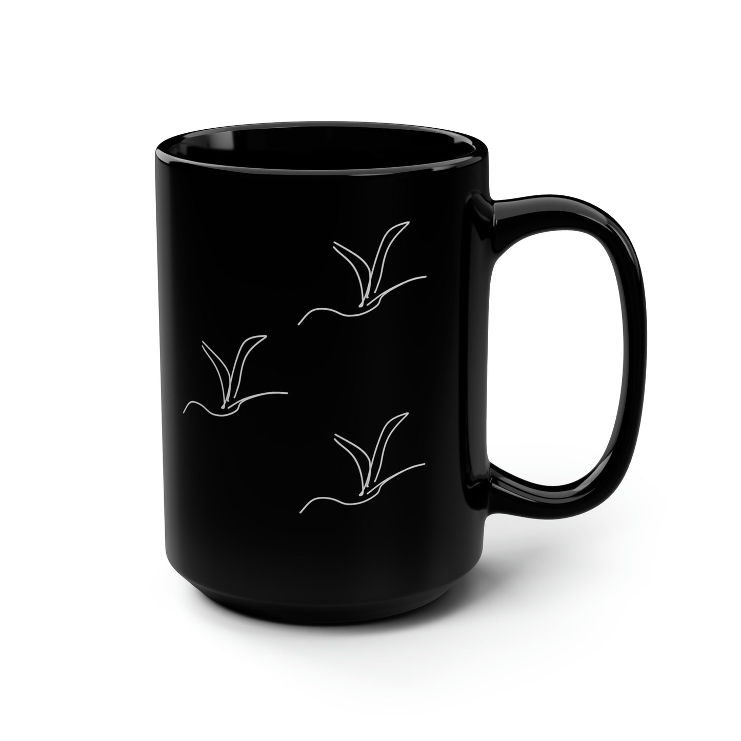 Origami/Flock- Black Mug, 15oz- Large