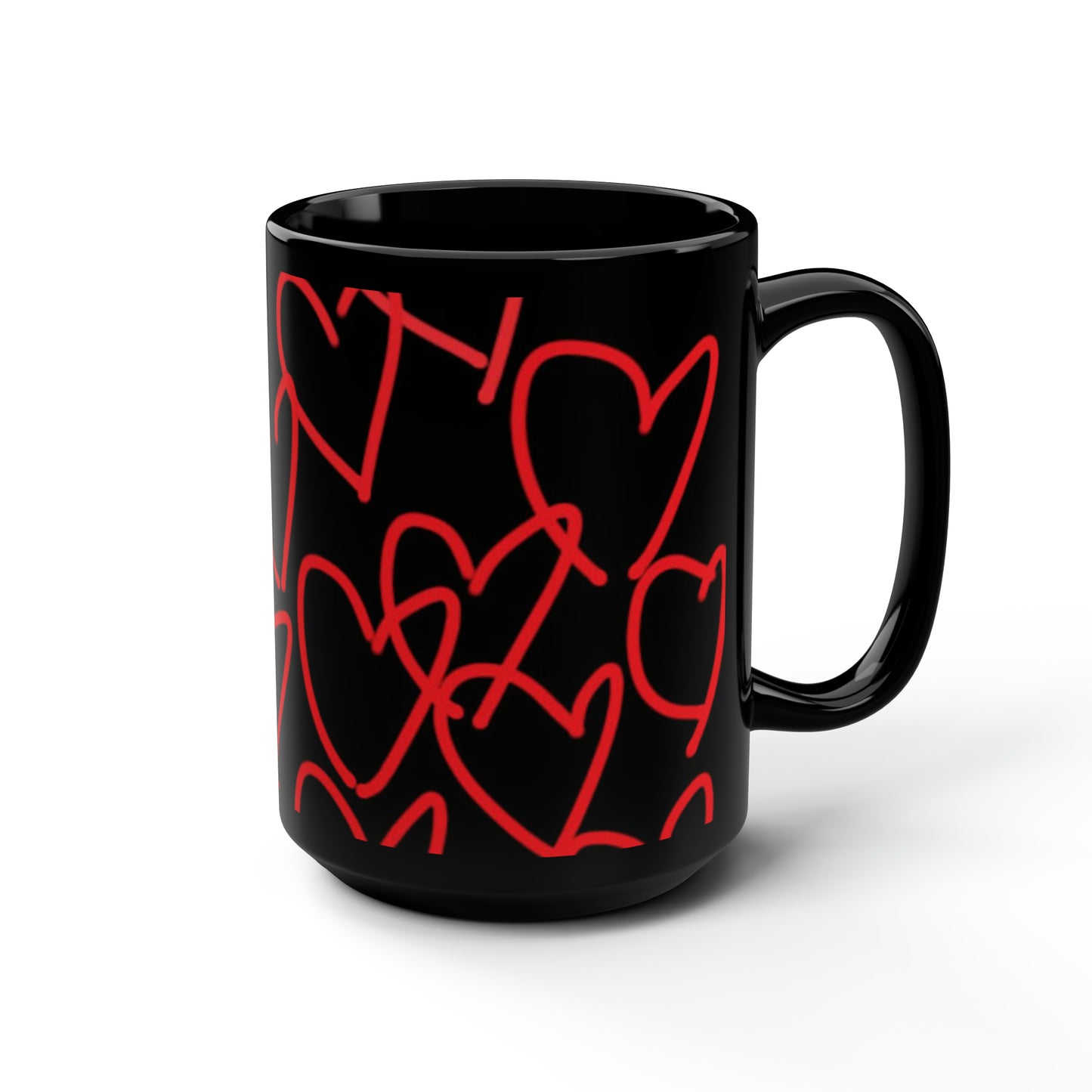 Million Hearts (large)- Black Mug, 15oz- Large