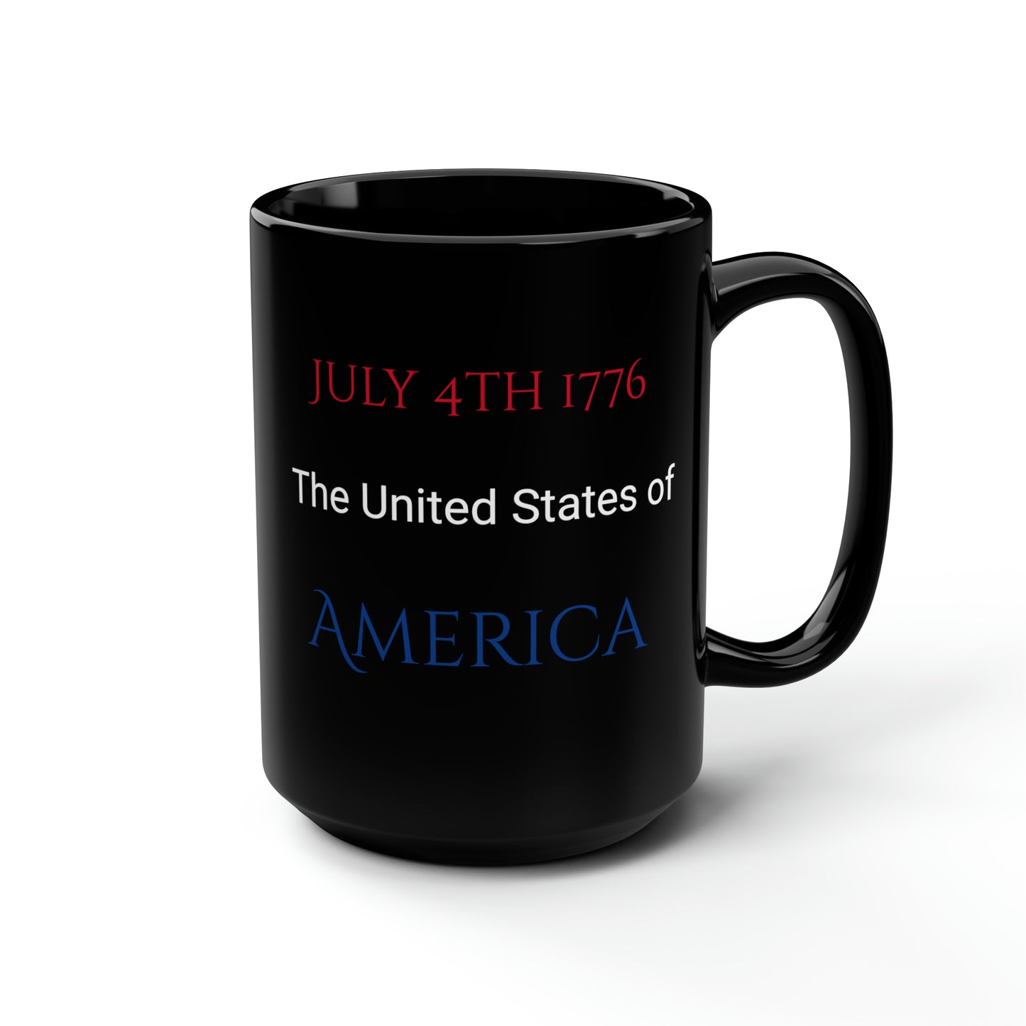 July 4th- Fireworks/1776- Black Mug, 15oz- Large