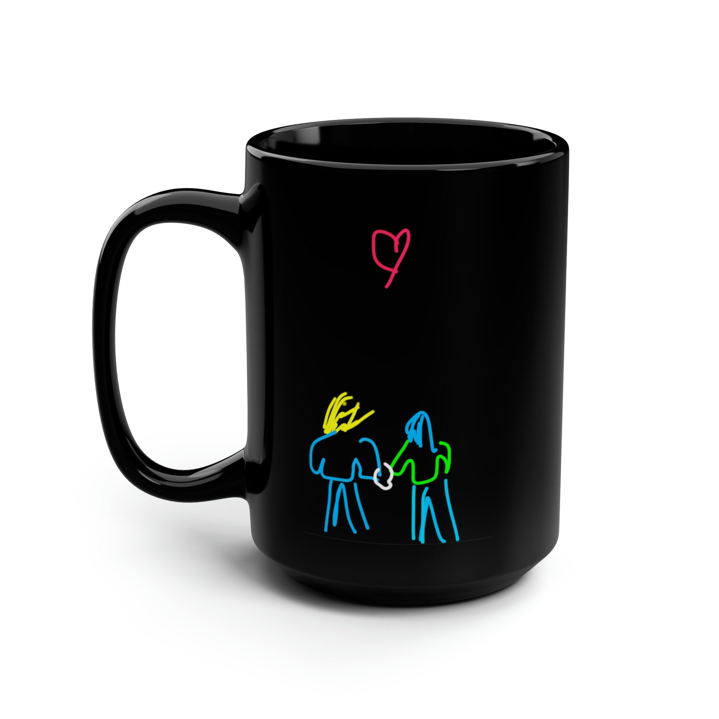 Wish/I love Us- Black Mug, 15oz- Large