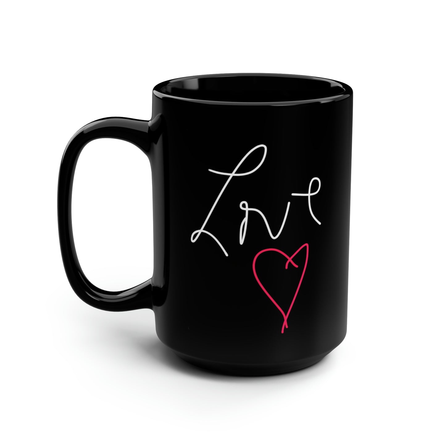 LOVE- Black Mug, 15oz- Large