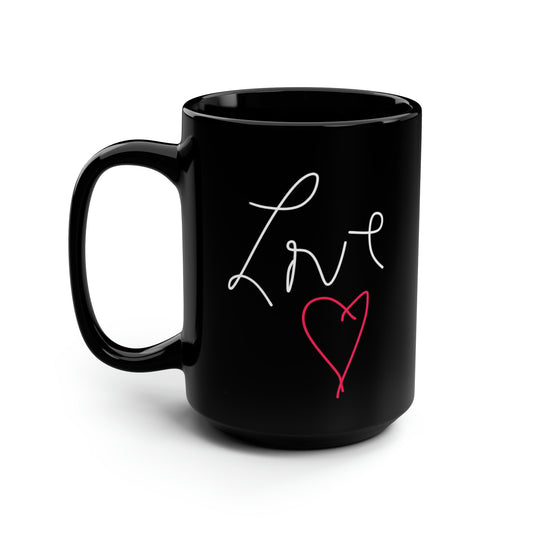 LOVE- Black Mug, 15oz- Large