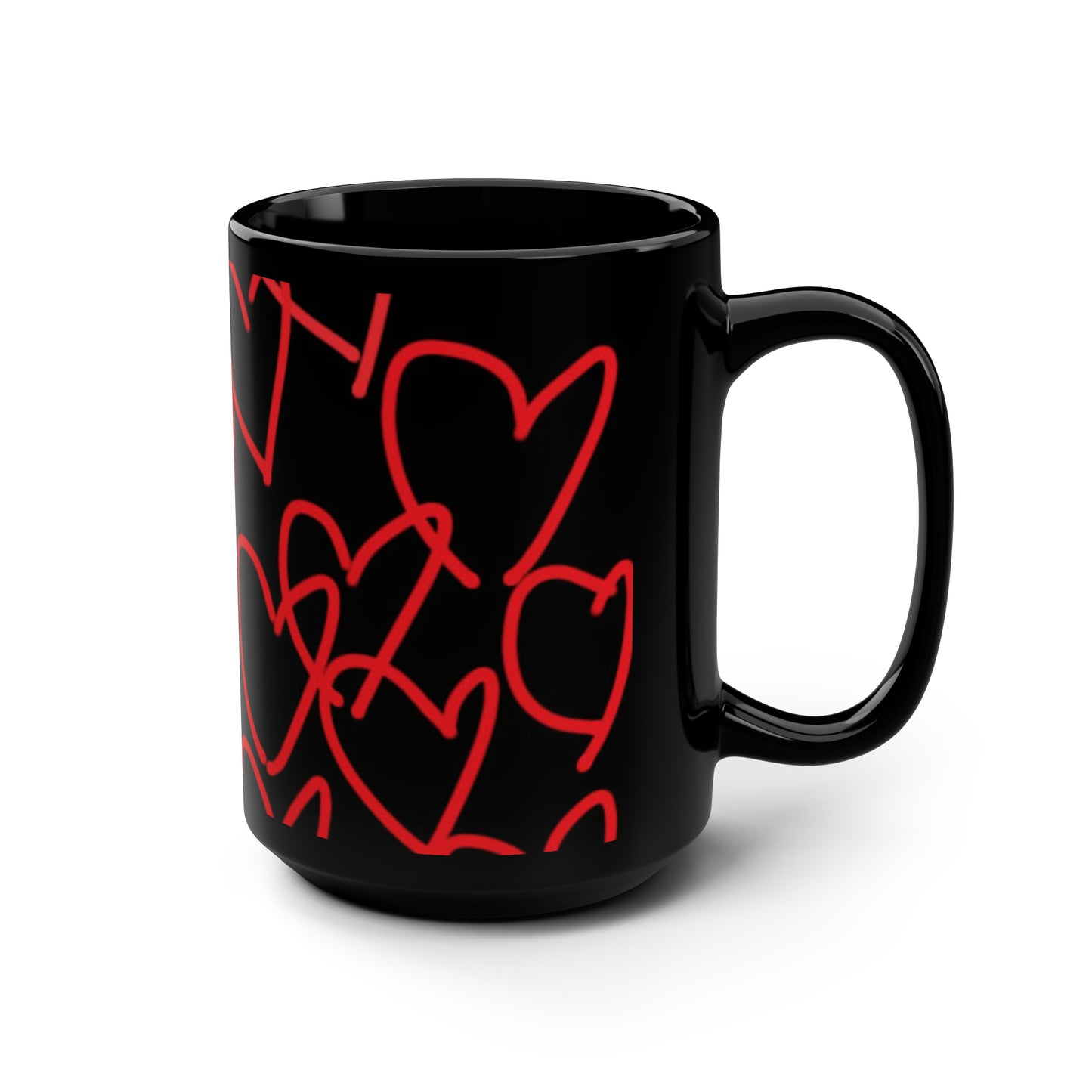 Million Hearts (large)- Black Mug, 15oz- Large