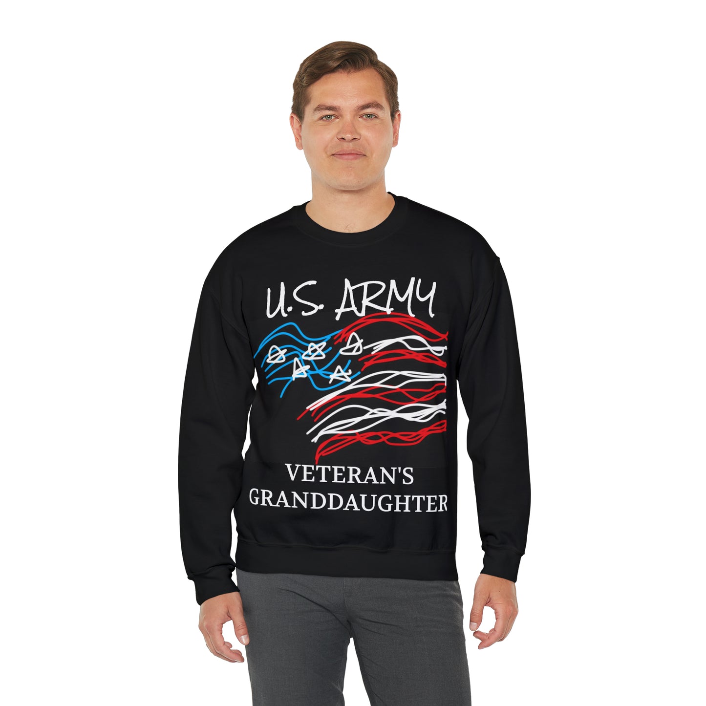 Military- Old Glory/Granddaughter- Unisex Heavy Blend™ Crewneck Sweatshirt