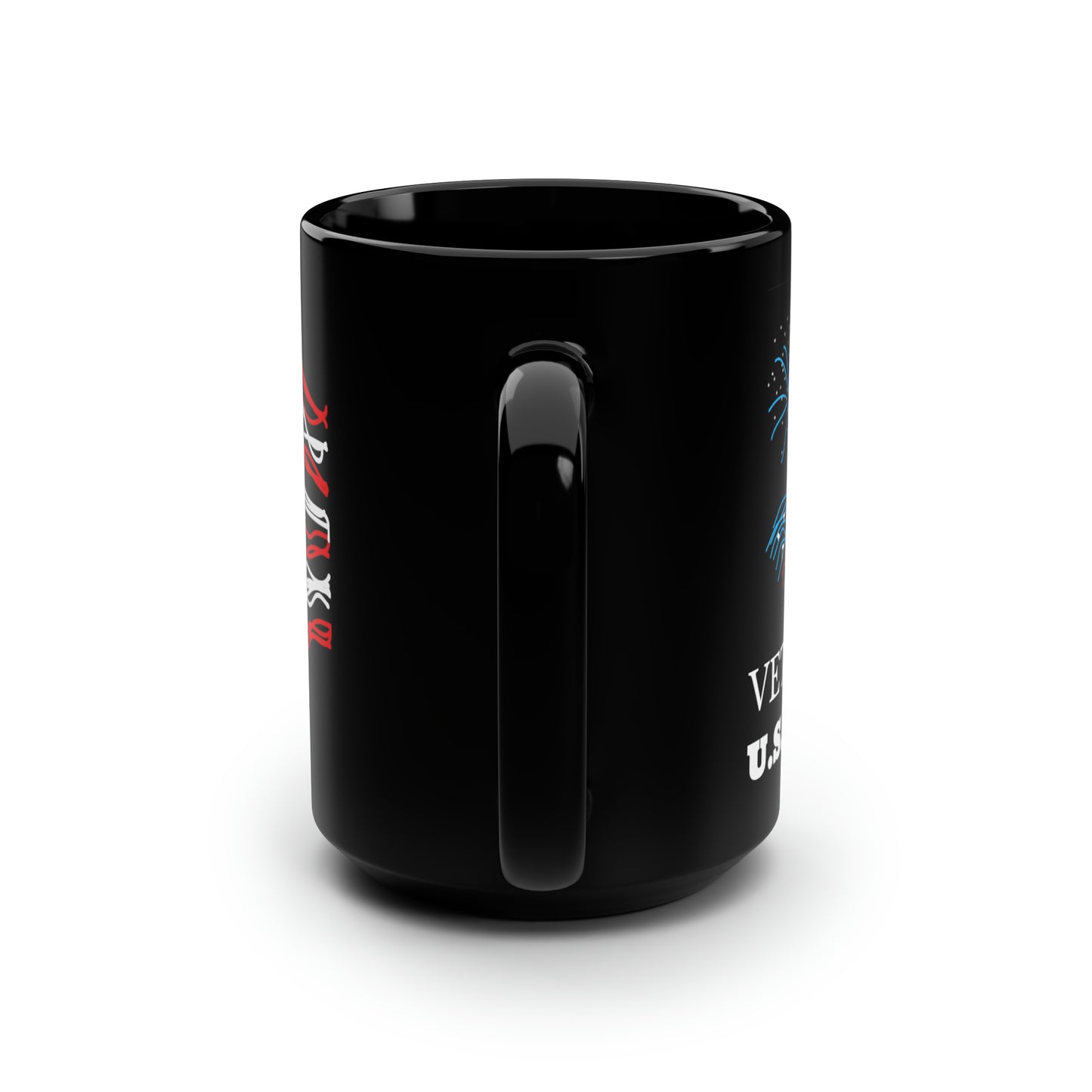 Military- Fireworks/Navy- Black Mug, 15oz- large