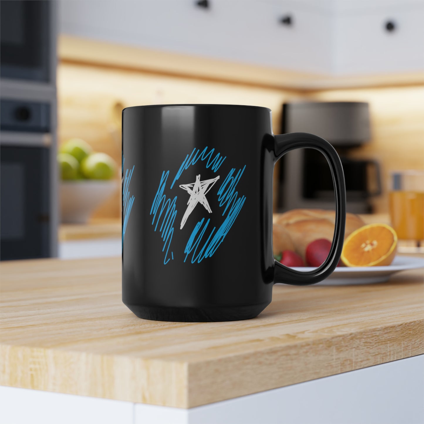 July 4th- Star Field x3- Black Mug, 15oz- Large