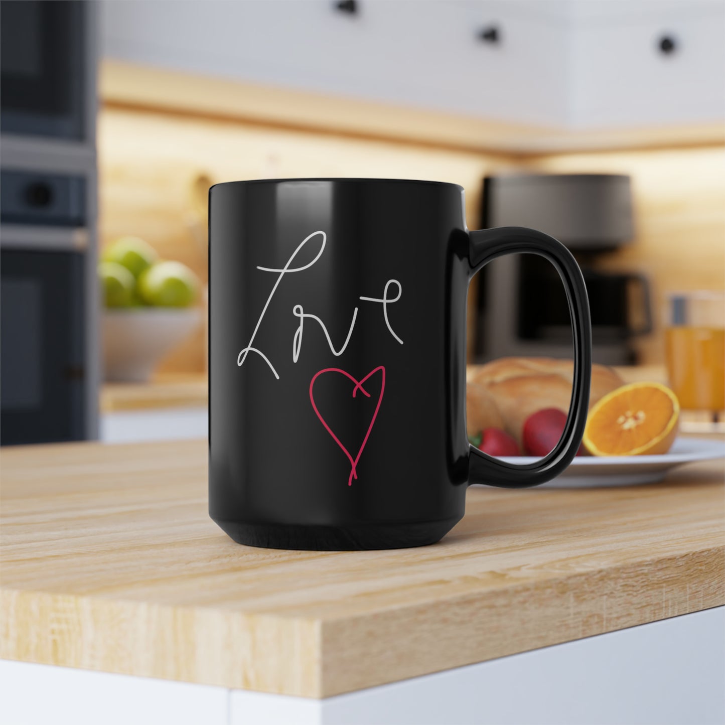 LOVE- Black Mug, 15oz- Large