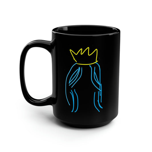 Queen/Princess- Black Mug, 15oz- Large