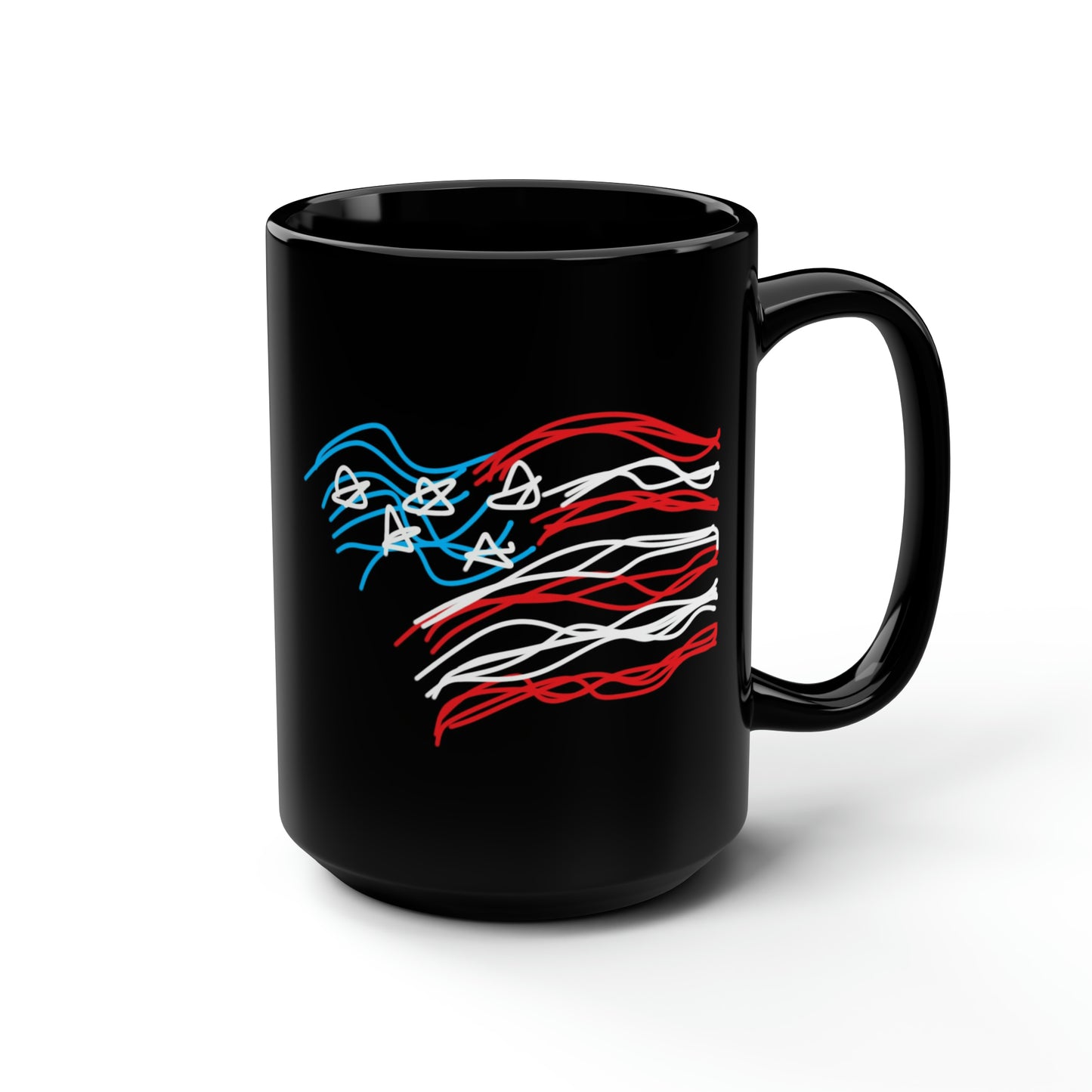 Military- Fireworks/USCG- Black Mug, 15oz- Large