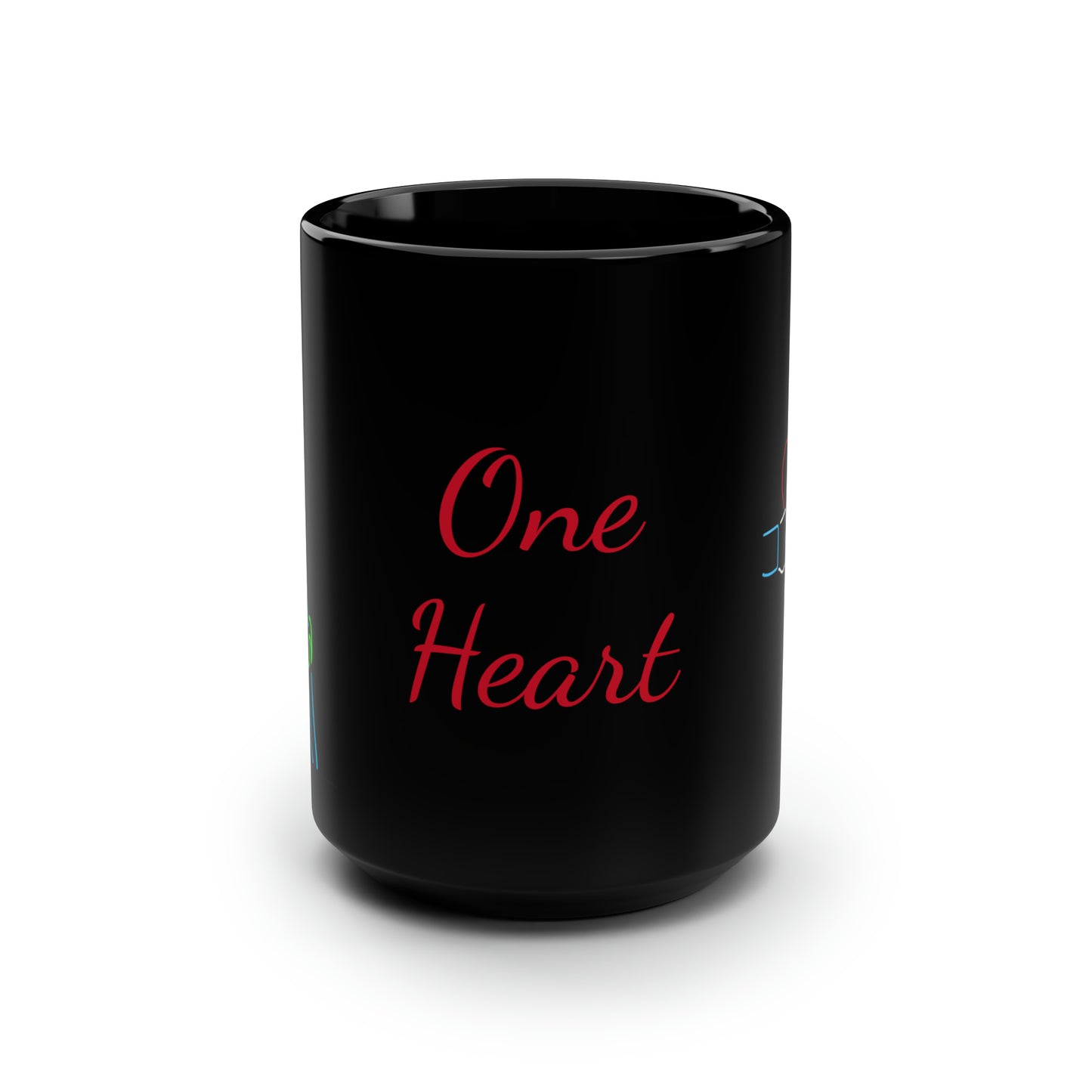 Wish/One Heart- Black Mug, 15oz