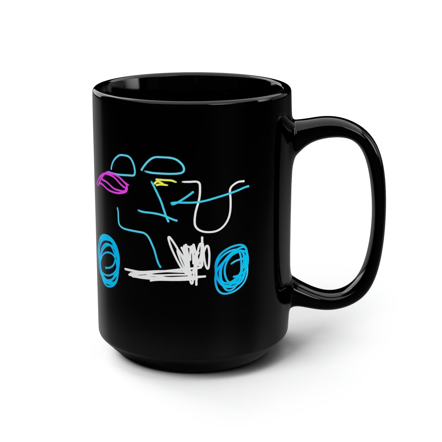 Brunette Biker Babe- Black Mug, 15oz