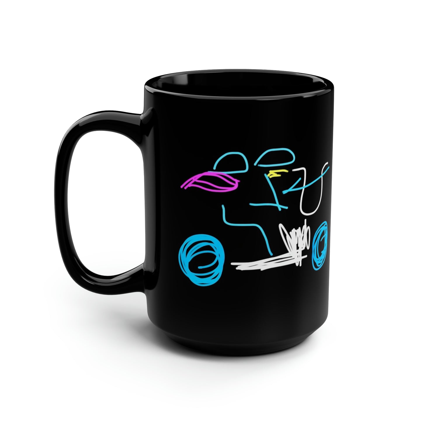 Brunette Biker Babe- Black Mug, 15oz