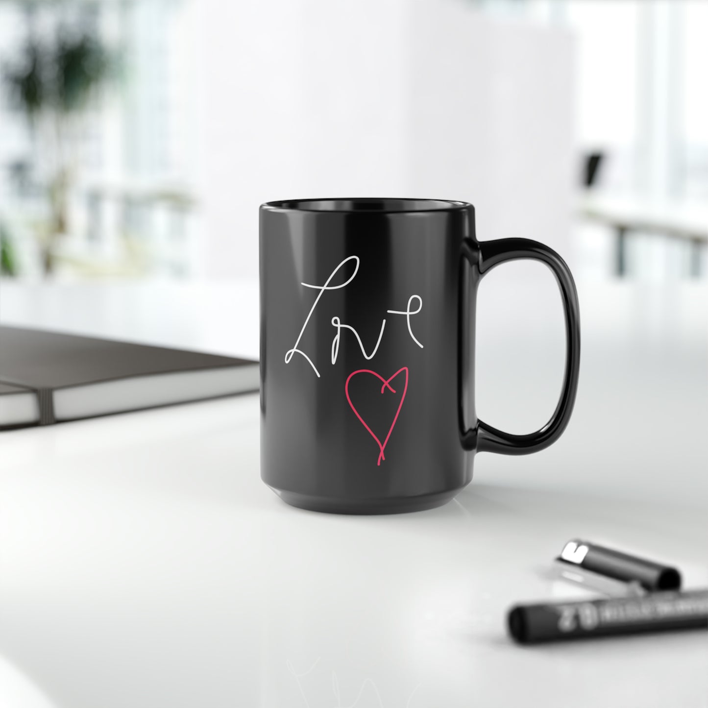 LOVE- Black Mug, 15oz- Large