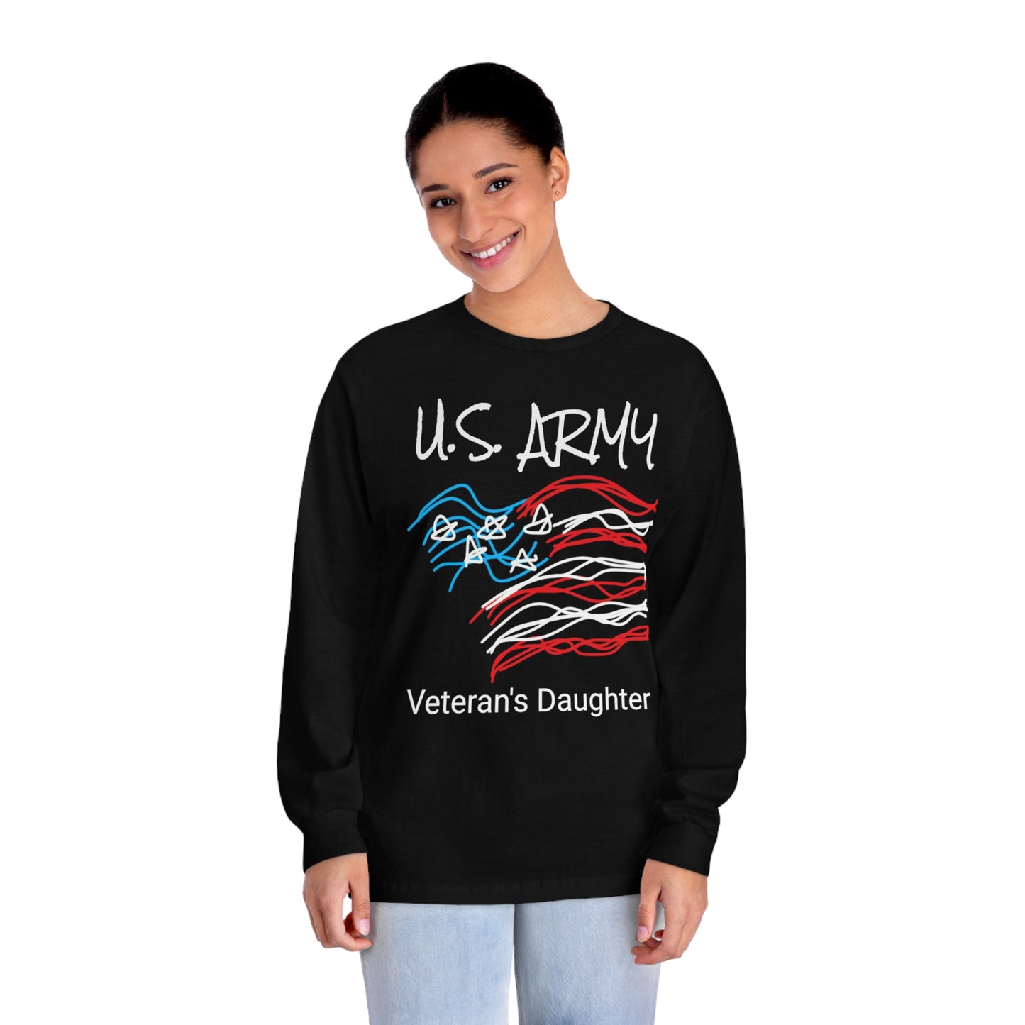 Military- Old Glory/Daughter- Unisex Classic Long Sleeve T-Shirt CUSTOMIZED