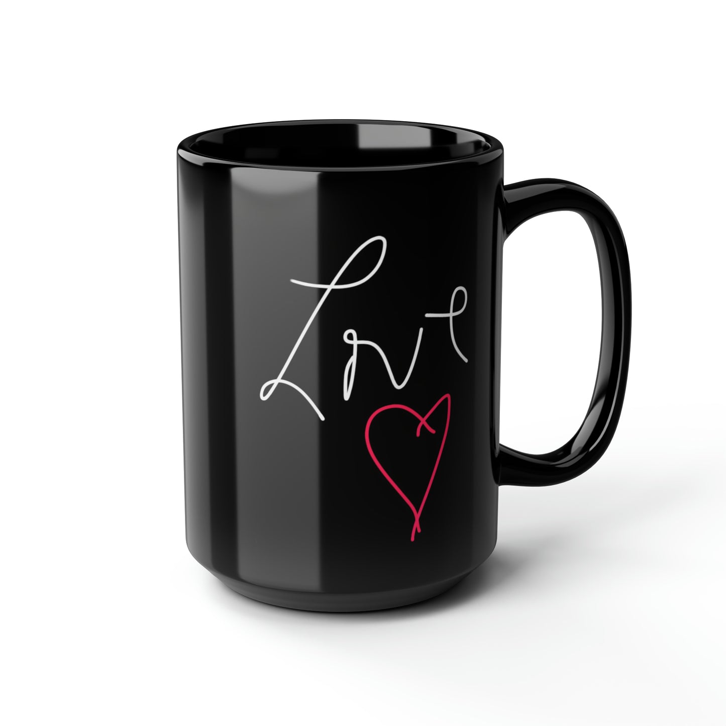 LOVE- Black Mug, 15oz- Large