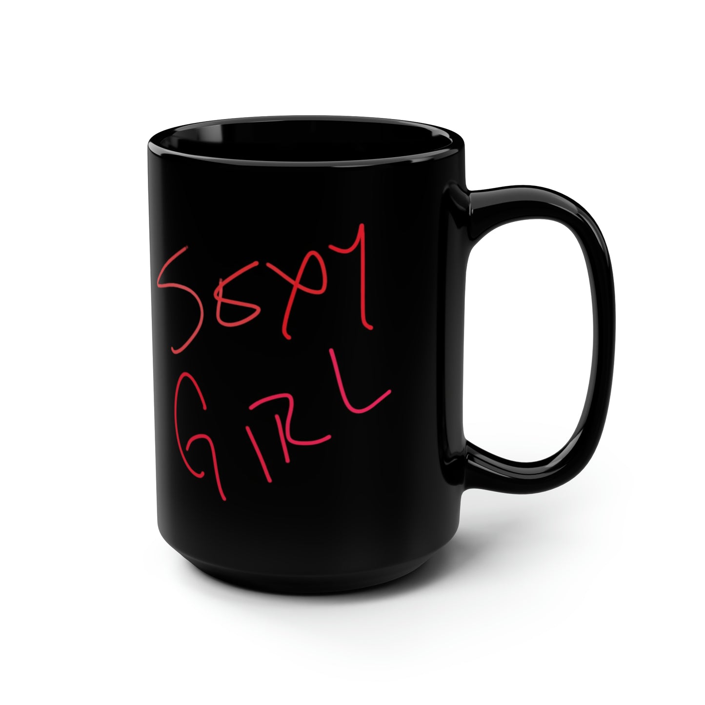 Scribble Heart/Sexy Girl- Black Mug, 15oz- Large