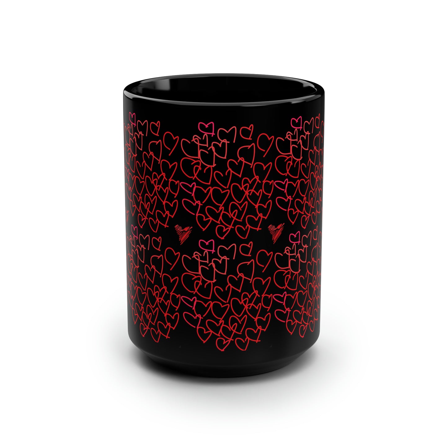 Million Hearts (small)- Black Mug, 15oz- Large