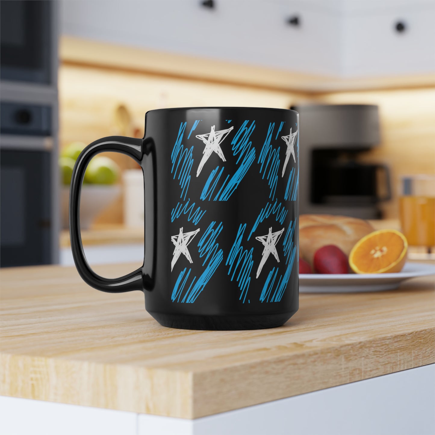 July 4th- Star Field- Black Mug, 15oz