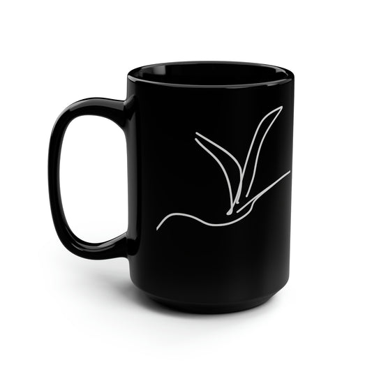 Origami/Flock- Black Mug, 15oz- Large