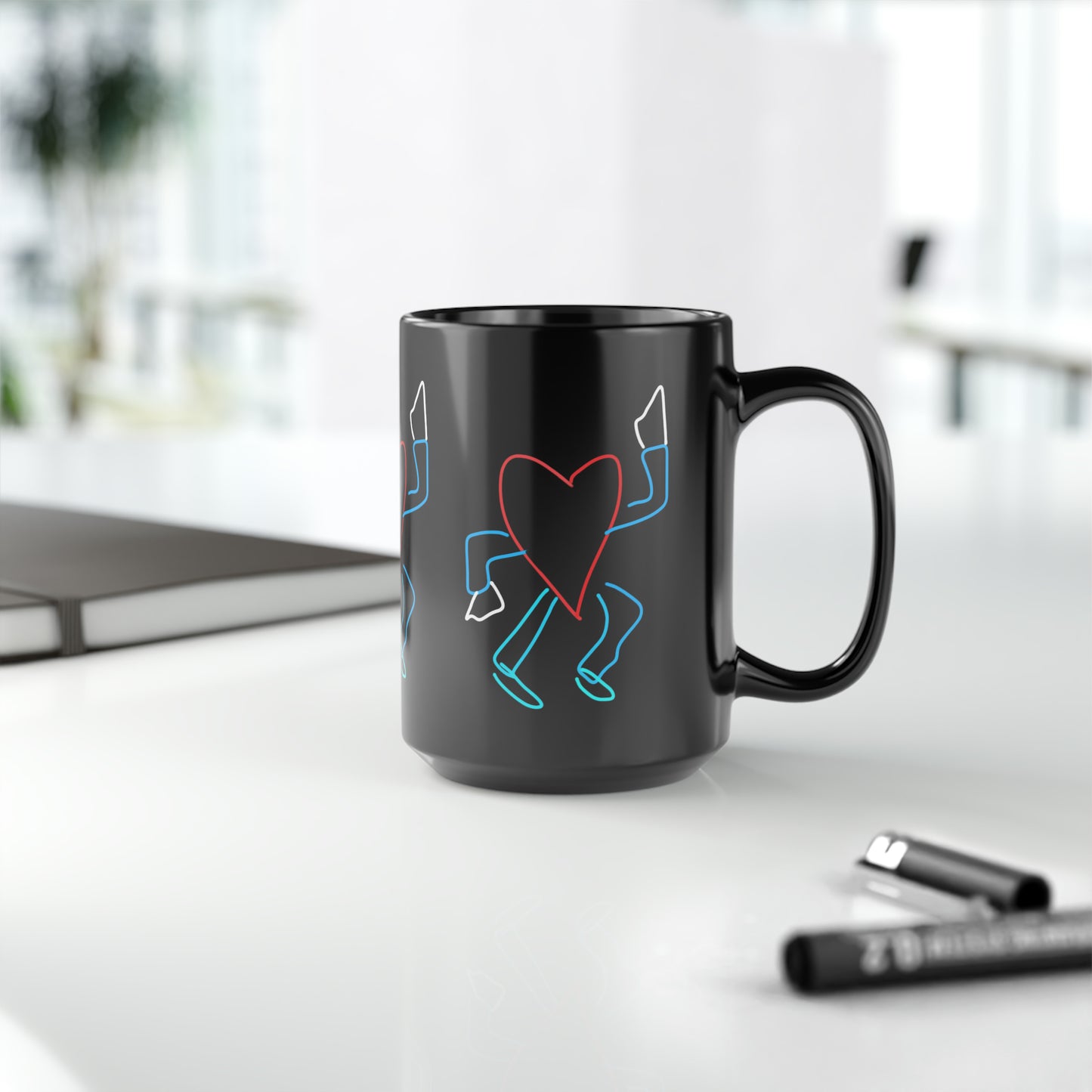 You Make My Heart Dance/3x- Black Mug, 15oz- Large