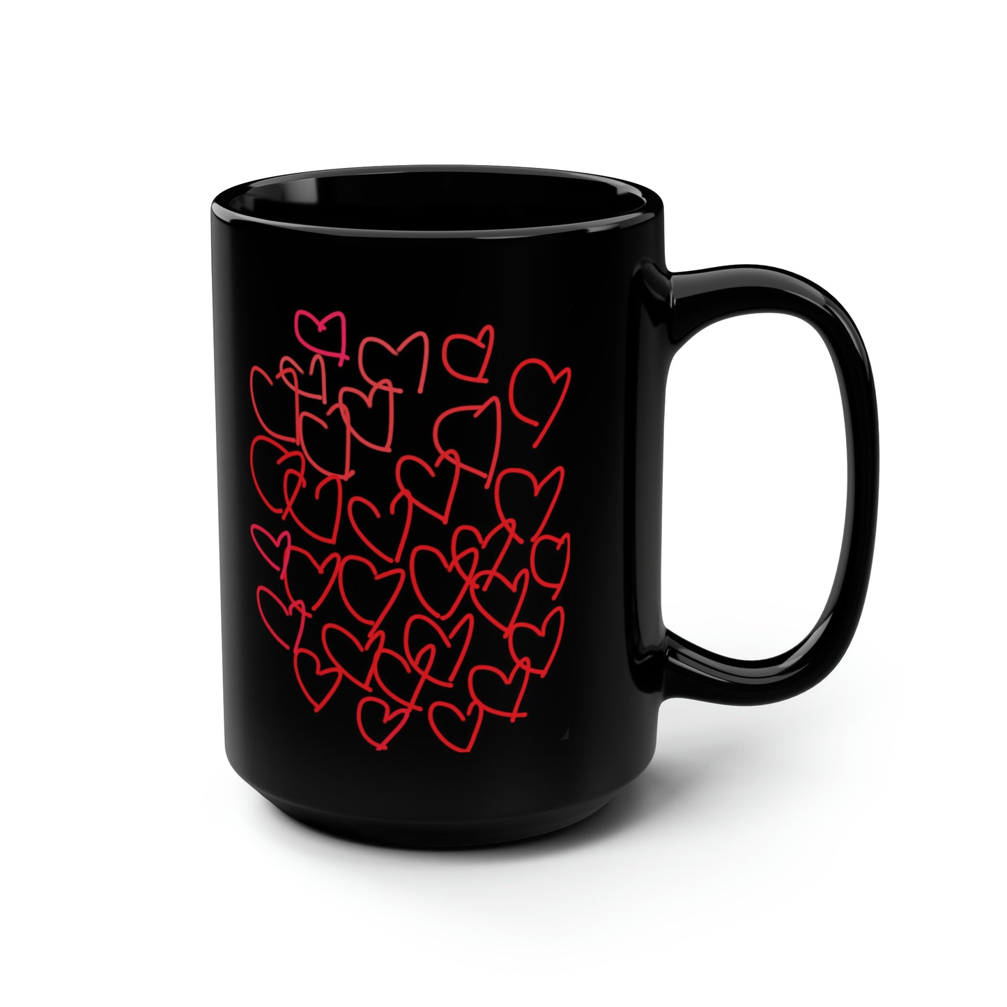 You Make My Heart Dance/Million Hearts- Black Mug, 15oz- Large