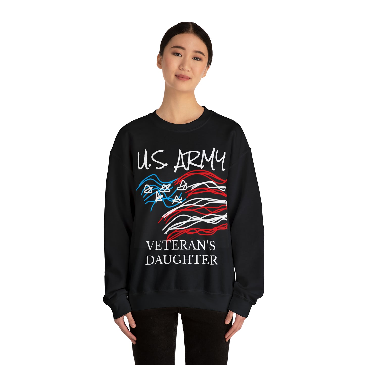 Military- Old Glory/Army- Unisex Heavy Blend™ Crewneck Sweatshirt CUSTOMIZED