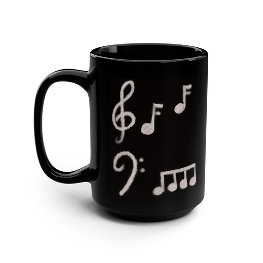 Music/I love Music- Black Mug, 15oz