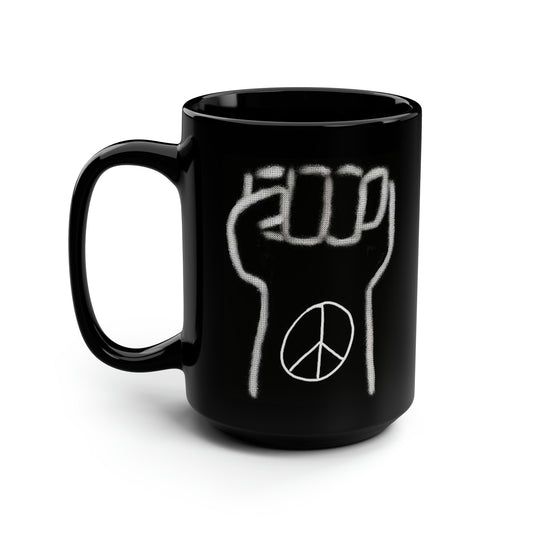 Tattoo- Black Mug, 15oz- PEACE