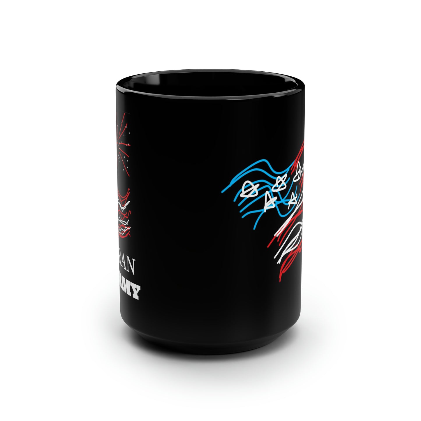 Military- Fireworks/Army- Black Mug, 15oz- Large