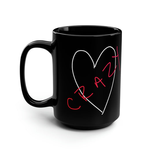 Crazy Heart- Black Mug, 15oz- Large