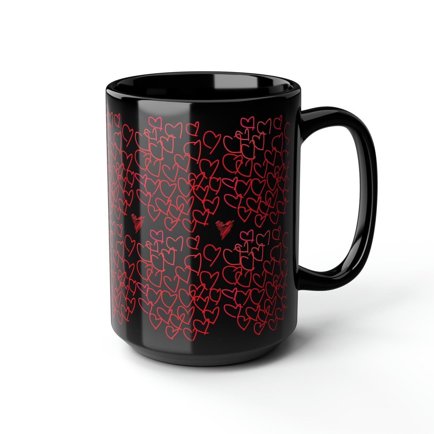 Million Hearts (small)- Black Mug, 15oz- Large