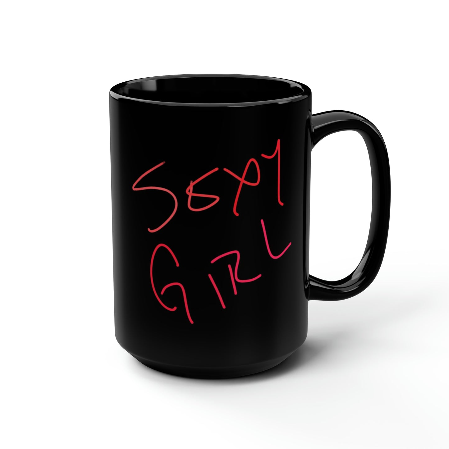 Scribble Heart/Sexy Girl- Black Mug, 15oz- Large