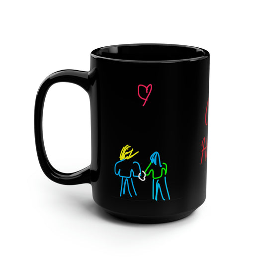 Wish/One Heart- Black Mug, 15oz