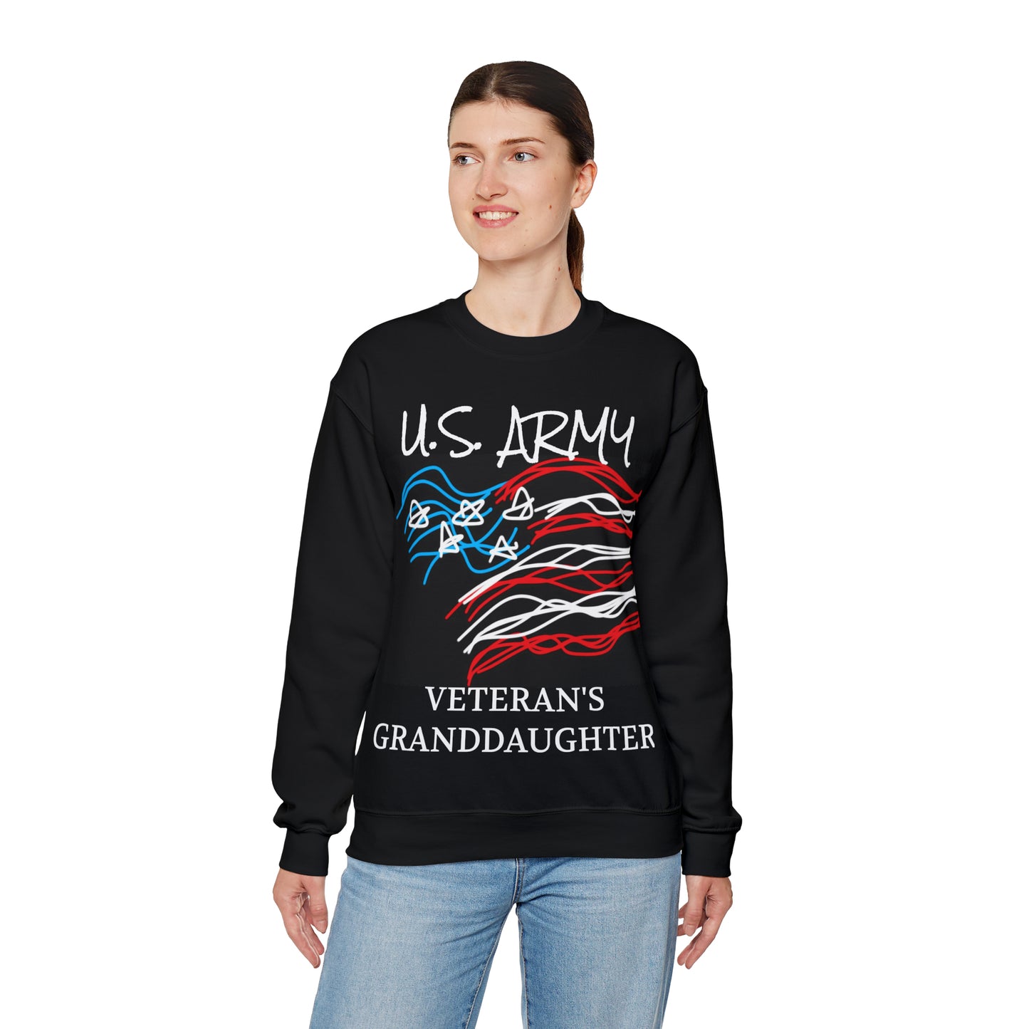 Military- Old Glory/Granddaughter- Unisex Heavy Blend™ Crewneck Sweatshirt