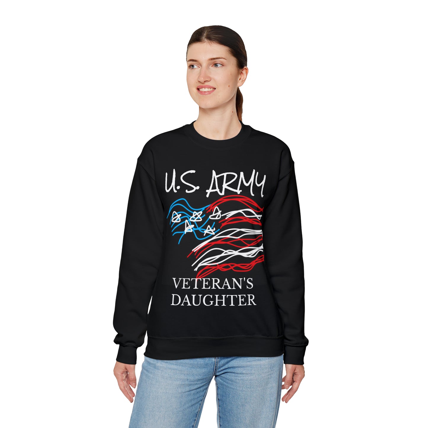 Military- Old Glory/Army- Unisex Heavy Blend™ Crewneck Sweatshirt CUSTOMIZED