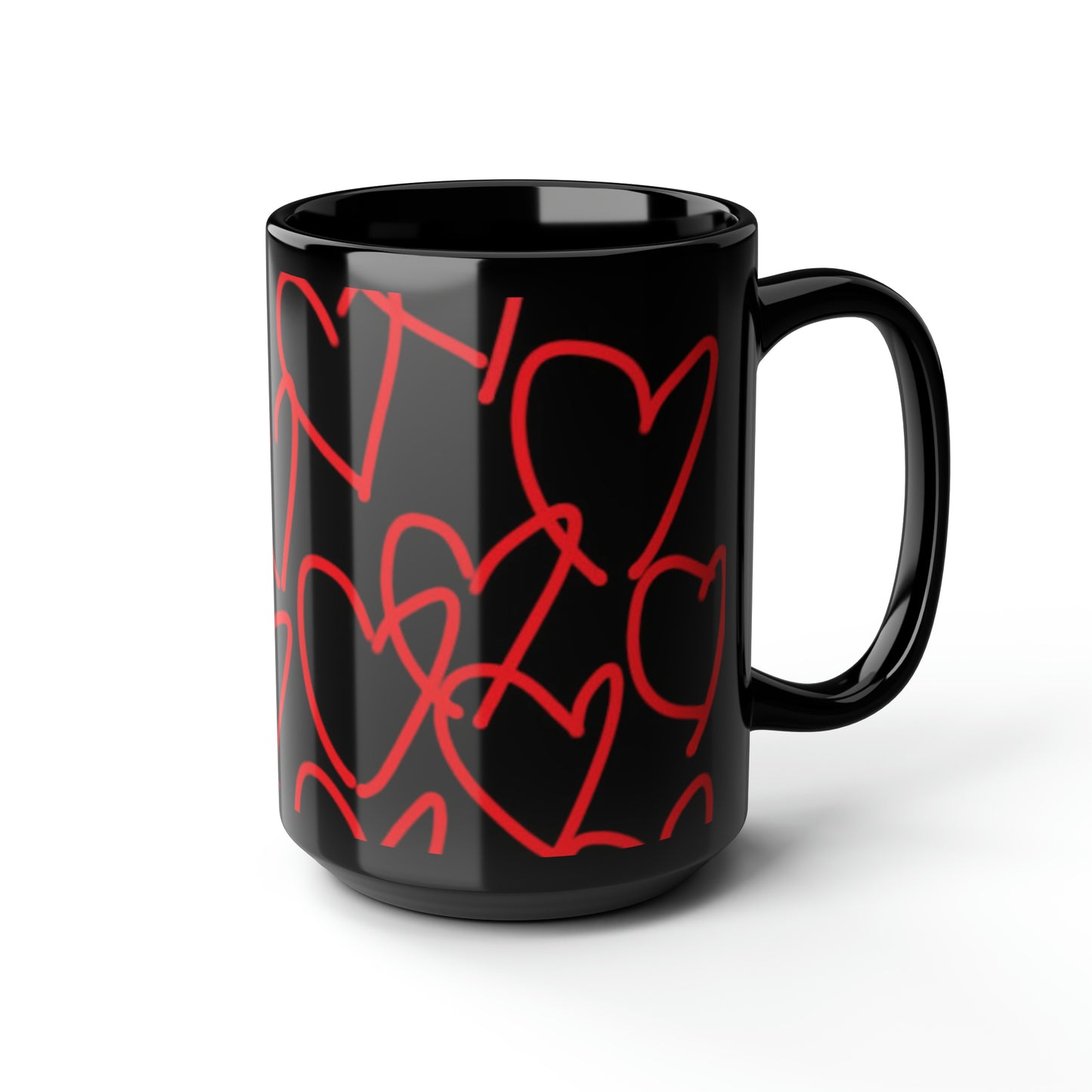 Million Hearts (large)- Black Mug, 15oz- Large