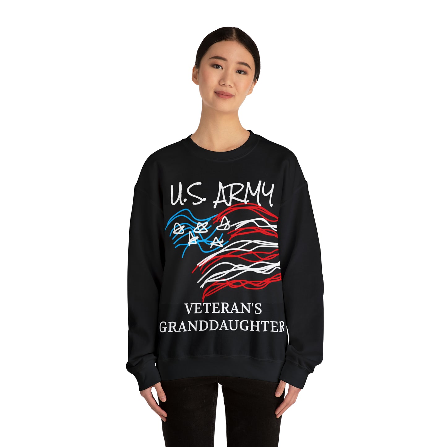 Military- Old Glory/Granddaughter- Unisex Heavy Blend™ Crewneck Sweatshirt