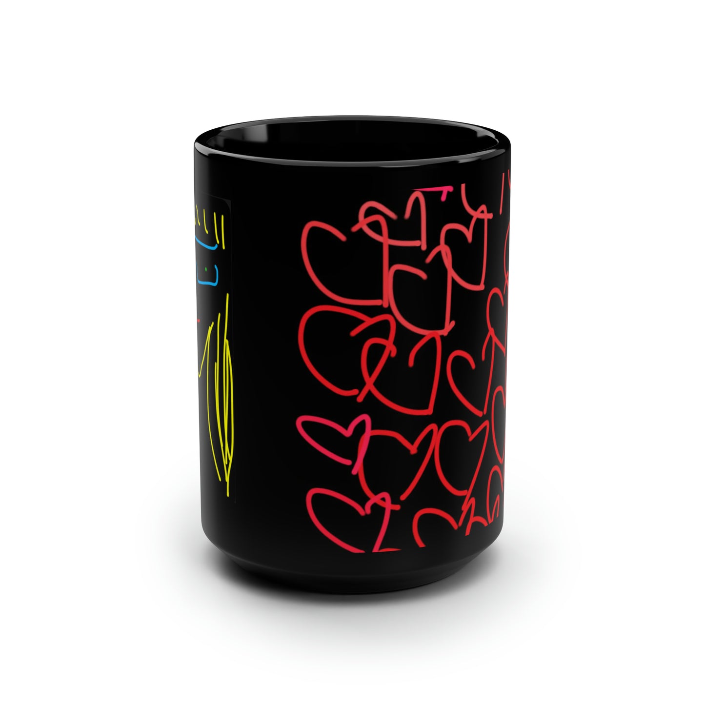 Blonde Babe with Red Flowers/Million Hearts- Black Mug, 15oz