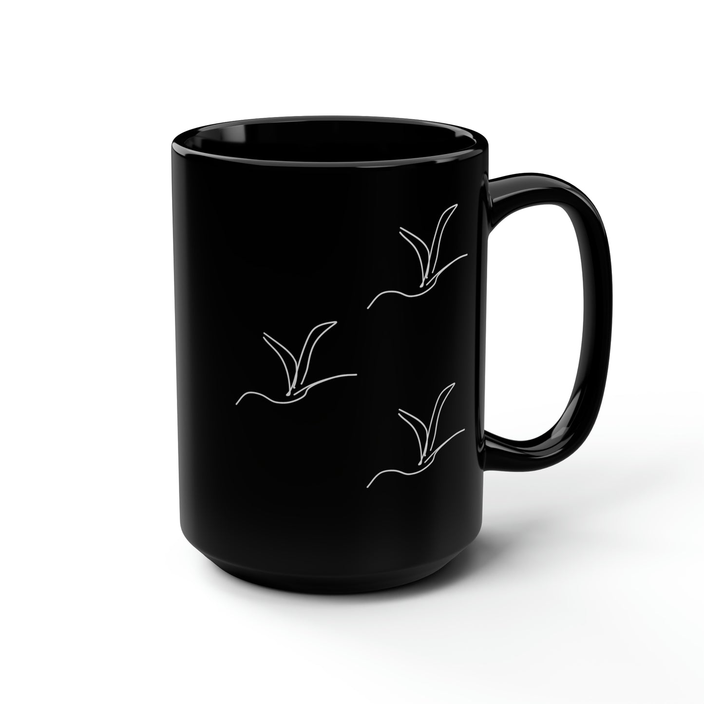 Origami/Flock- Black Mug, 15oz- Large