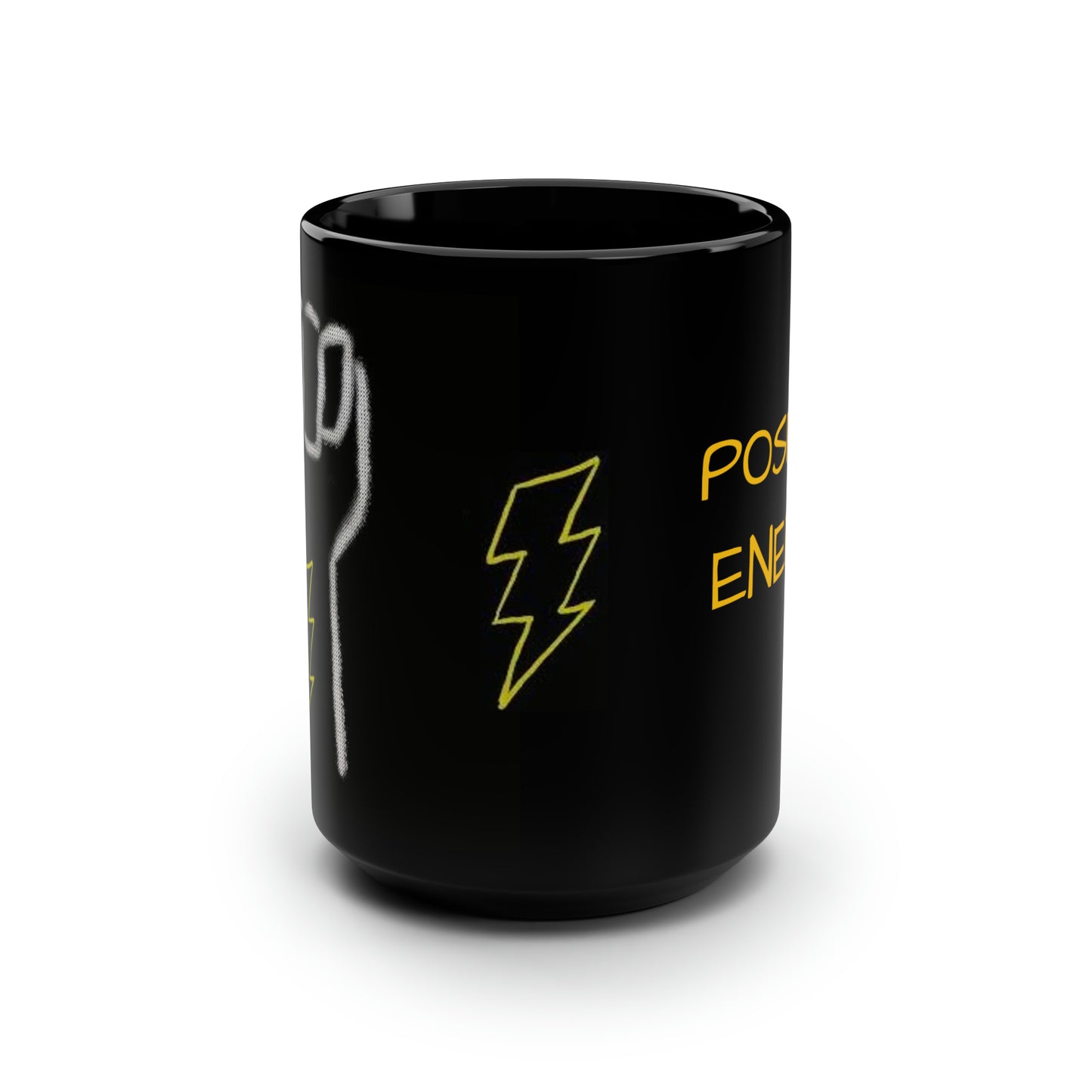 Tattoo- Black Mug, 15oz- Lightning/Positive Engergy