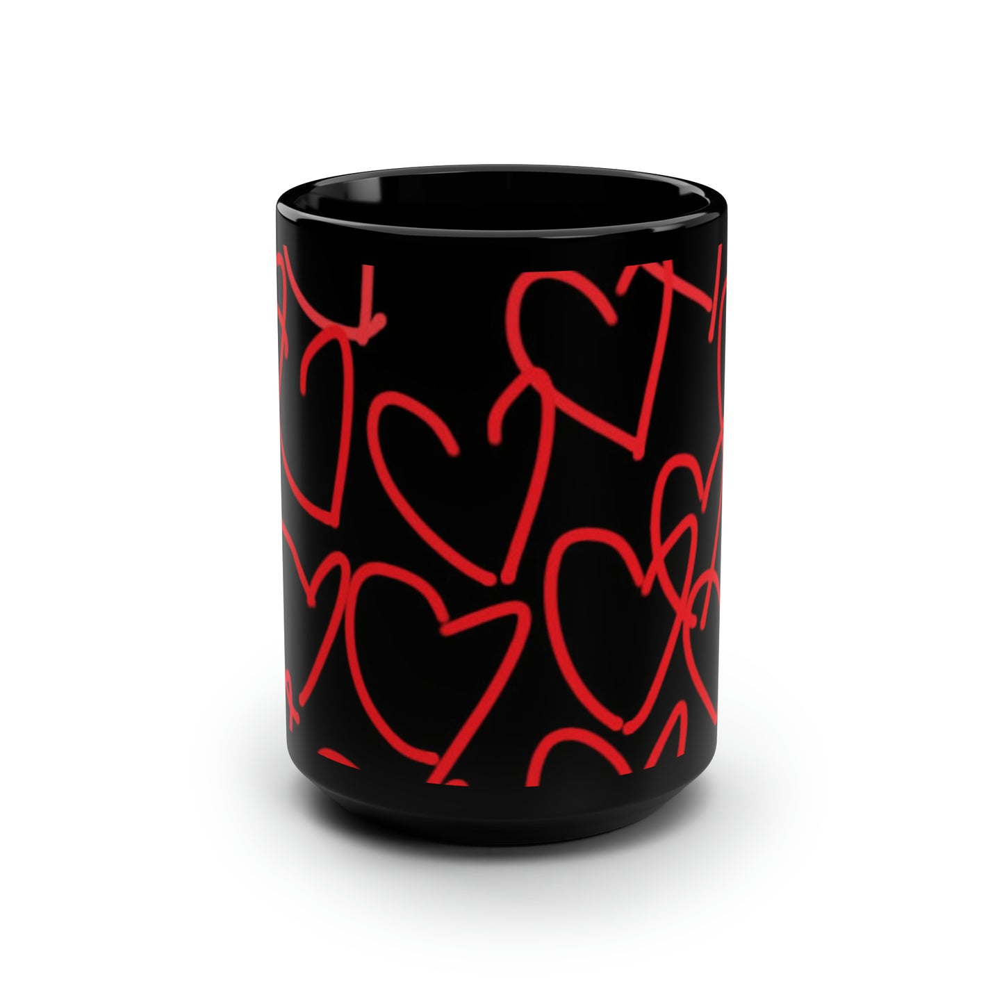 Million Hearts (large)- Black Mug, 15oz- Large