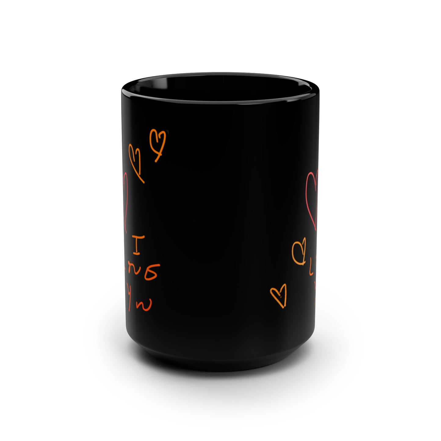 5 Hearts/ I love you- Black Mug, 15oz