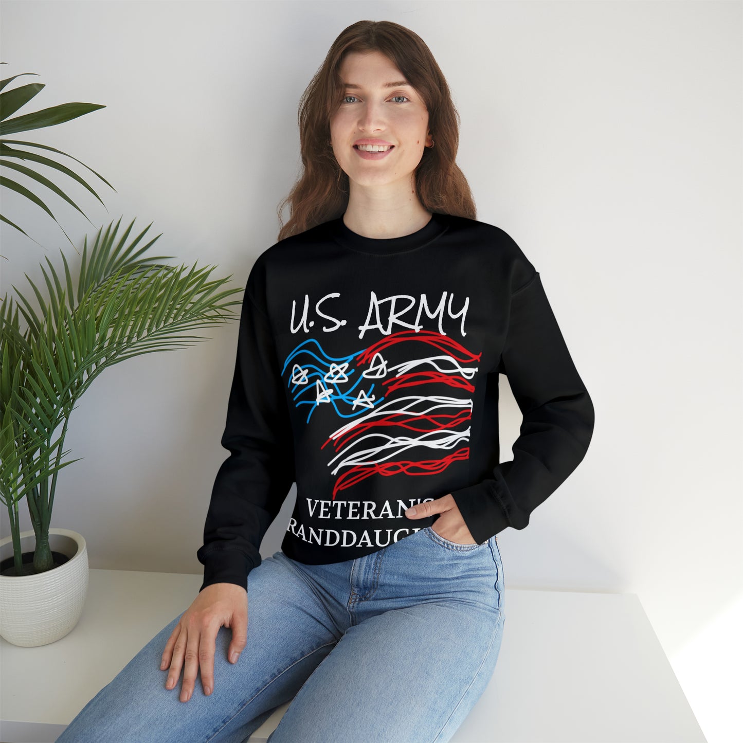 Military- Old Glory/Granddaughter- Unisex Heavy Blend™ Crewneck Sweatshirt