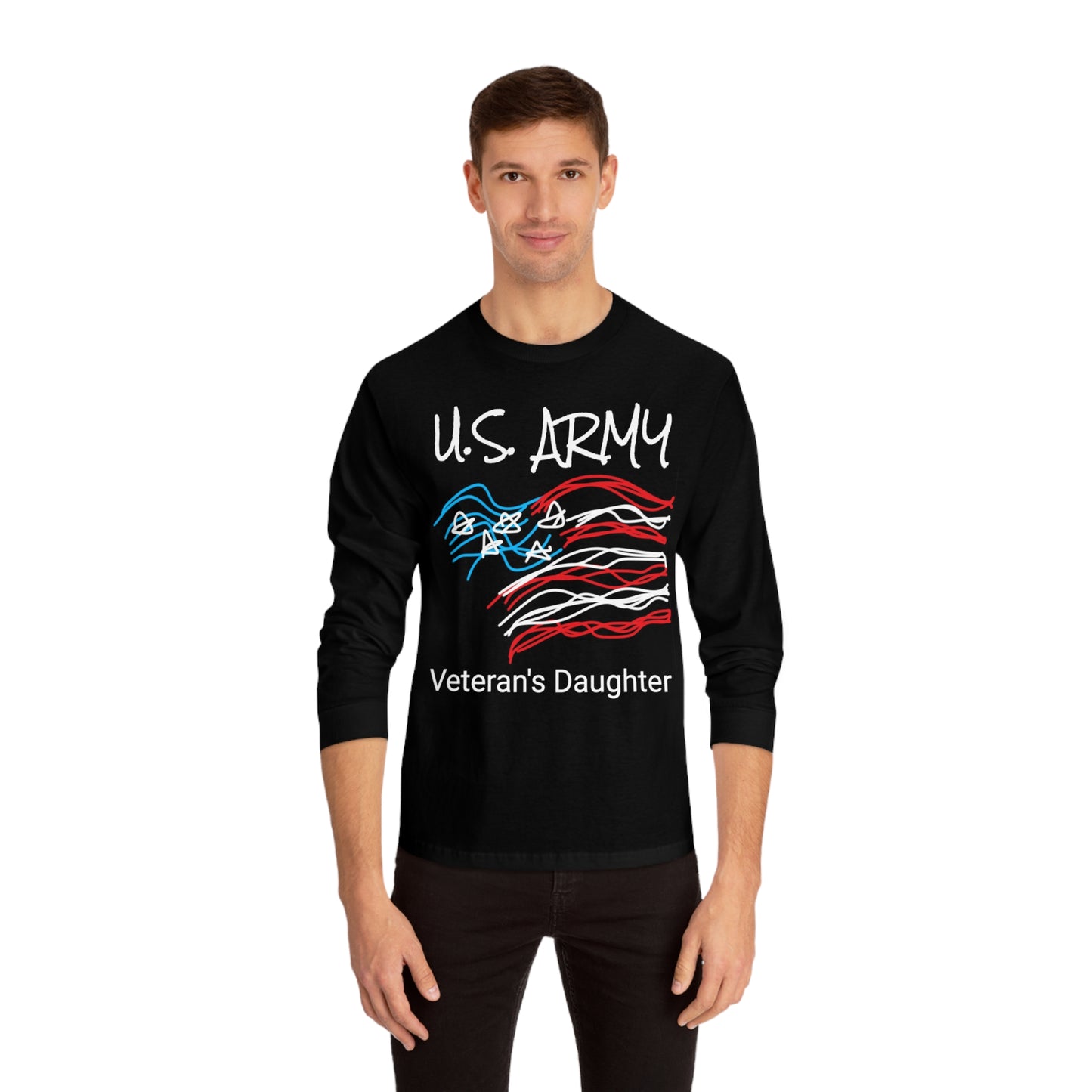 Military- Old Glory/Daughter- Unisex Classic Long Sleeve T-Shirt CUSTOMIZED