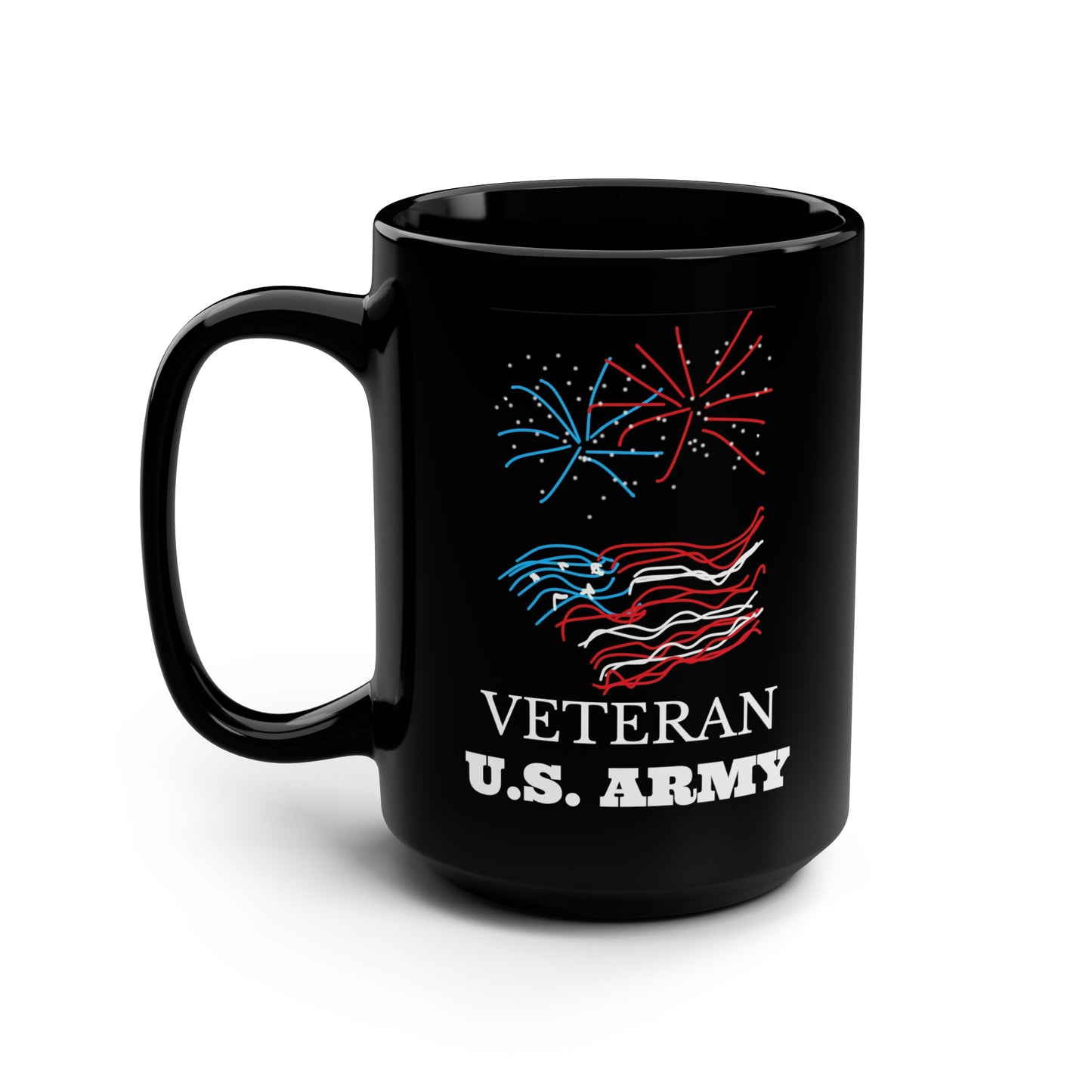 Military- Fireworks/Army- Black Mug, 15oz- Large