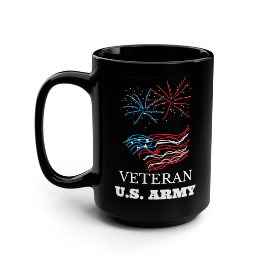 Military- Fireworks/Army- Black Mug, 15oz- Large