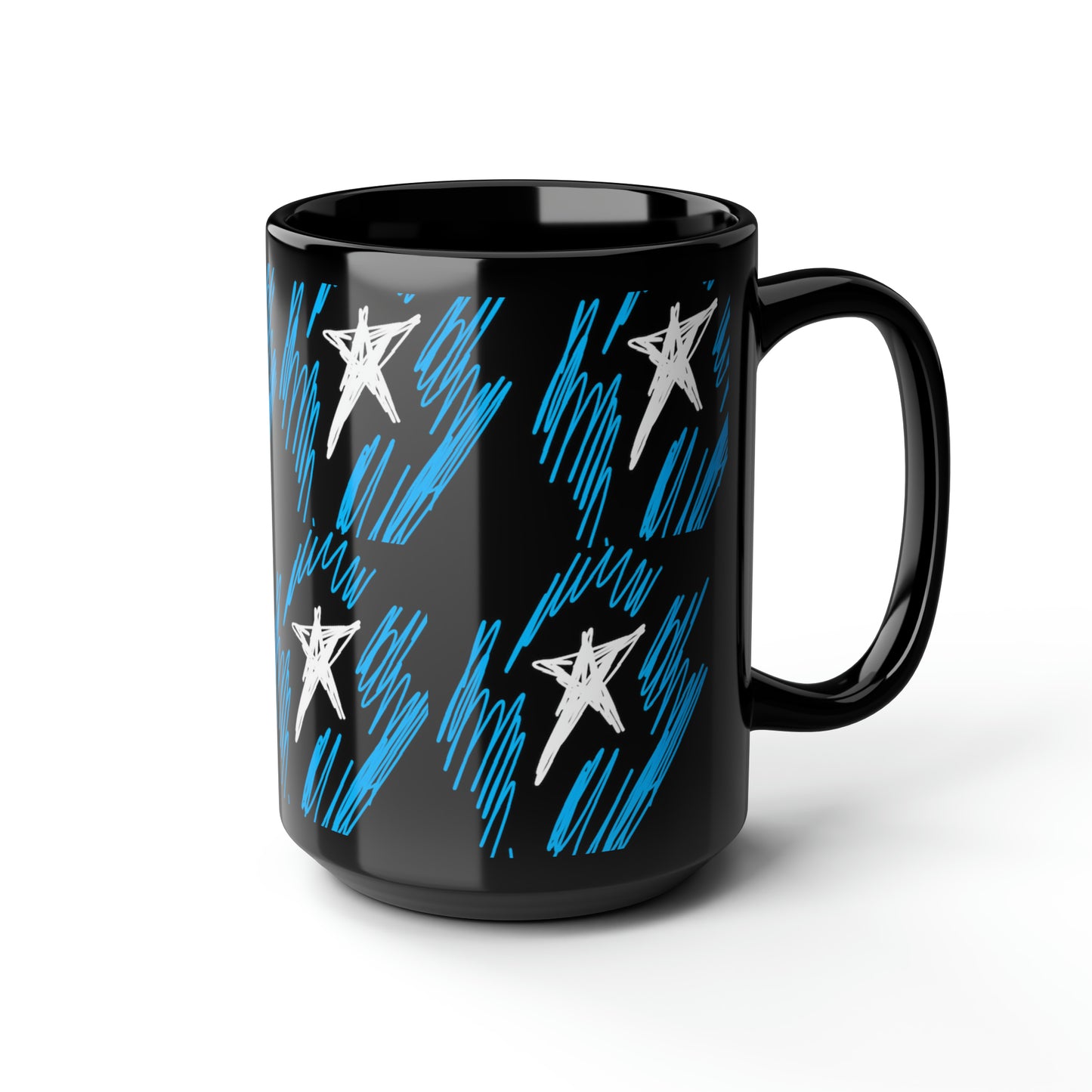 July 4th- Star Field- Black Mug, 15oz