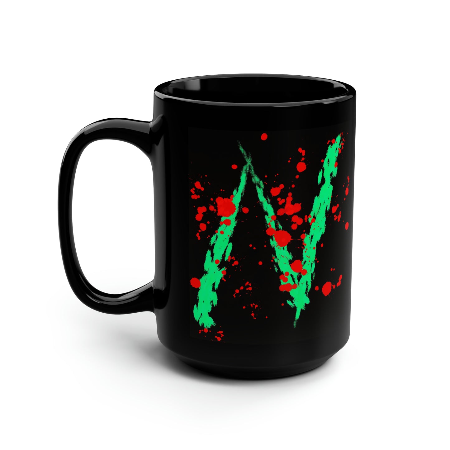 Your Monogram, CUSTOMIZE- Black Mug, 15oz- N